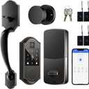 Smart Door Lock Set, Fingerprint Keyless Entry Door Lock with Interior Knob, Front Door Lock Set with Keypad and Deadbolt, Smart Locks for Front Door -APP Control, Auto-Lock, Oil Rubbed Bronze