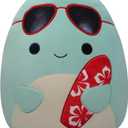 Squishmallows Original 14-Inch Perry Teal Dolphin with Red Surfboard - Official Jazwares Large Plush