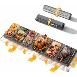 Warming Mat For Food Extra Long 43"x12" 600W Food Warming Mat Heat Resistant Pad,Chafing Dishes for Buffet 6 Temp 12 Hours,Child Lock,Food Warmers for Parties Buffet for Catering Gatherings