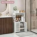 BYFU Bathroom Storage Cabinet, 3-Tier White Small Floor Cabinet Freestanding Organizer with Door and Shelf for Living Room Hallway Kitchen Small Space