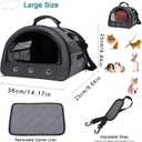 Guinea Pig Carrier, Small Pet Hamster Carrier Bag, Rabbit Bunny Travel Carrier Outdoor Handbag, Breathable Carrier for Small Animals with Water Bottle Holder & Removable Liner (Grey-Large)