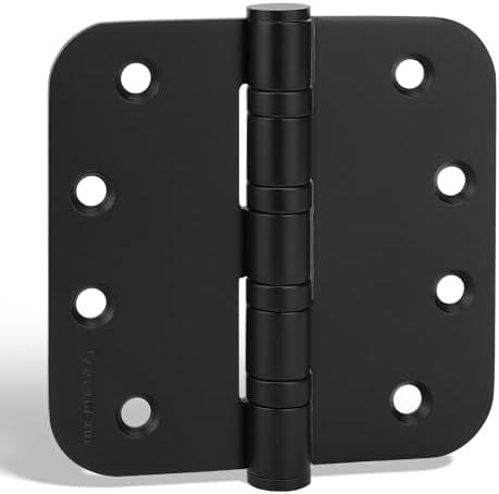 goldenwarm 3 Pack 4'' Black Ball Bearing Door Hinges – Heavy Duty Stainless Steel Hinges for Interior & Exterior Doors, 5/8'' Radius Corners