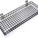 Black Metal Wire Hanging Basket, Multifunction Creative Mesh Wall Grid Holder Storage Organizer Plant Holder Shelf Flower Pots Black Coated