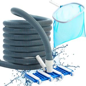14 Swimming Pool Vacuum Head with Wheels 1-1/4 x 18ft Flexible Vacuum Hoses and Skimmer Net Swimming Pool Cleaner Equipment for Above Ground and Inground Cleaning Supply