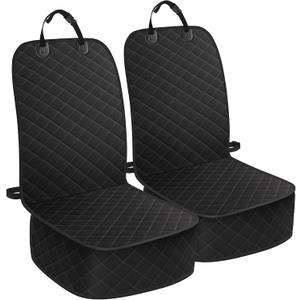 Dog Car Seat Covers, Waterproof Front Seat Cover for Dogs, Scratch-Proof, Nonslip Pet Passenger Seat Cover Protector, Universal Fit for Cars Trucks SUVs, Standard Size, 2 Packs Black