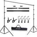 SLOW DOLPHIN 10x 8.5 ft Photo Backdrop Stand, Adjustable Photography Background Support System Stand for Photo Video Studio with Carrying Bag, Clips, Clamps