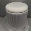 Round Ottoman with Storage Set of 2-White Velvet Vanity Stool, Basic