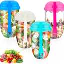 Roshtia 4 Pcs Salad Cup with Lids Fork Sauce Container Salad Shaker Container for Lunch, Keep Fit Food Dressing Cup for Portable Breakfast Meal Vegetable and Fruits
