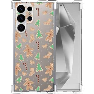 Christmas Phone Case for Samsung Galaxy S25 Ultra - Clear Transparent Soft TPU Protective Cover with Xmas Gingerbread Man Pattern, Shockproof Cute Case for Boys Girls (6.8 Inch)
