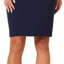 Amazon Essentials Women's Ponte Pull-On Above The Knee Fitted Pencil Skirt (Blue, L)