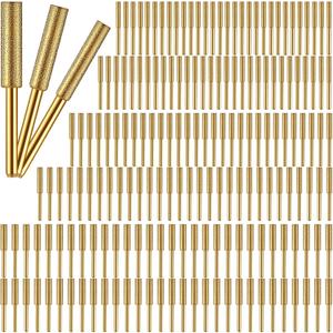 180 Pcs Diamond Chainsaw Sharpener Bits Titanium Plated Chainsaw Sharpener in 3 Size High Hardness Burr Grinding Tool Kit for Chain Jewelry Stone, 5/32", 3/16", 7/32"