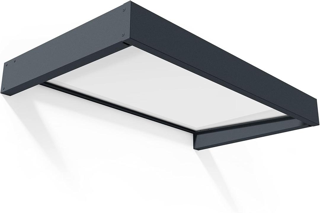 Palram - Canopia Sophia 5 Ft. x 3 Ft. 1600 Awning for Outdoors DIY Awnings Kit for Door, Windows, Exterior Coverage, to Protect from Sun, Rain, Snow, UV Protected Polycarbonate (Gray/Mist)