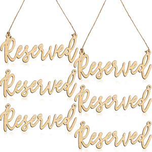 Hanging Wooden Reserved Sign Rustic Unfinished Wedding Reserved Seating Sign with Jute Hanging Rope Laser Cut for Important Events Church Pews Chair and Restaurant