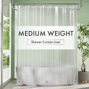 Amazer Frosted Shower Curtain Liner, 72x84 Plastic Shower Liner PEVA Medium Weight Inside Shower Curtain for Bathroom with Rustproof Grommets