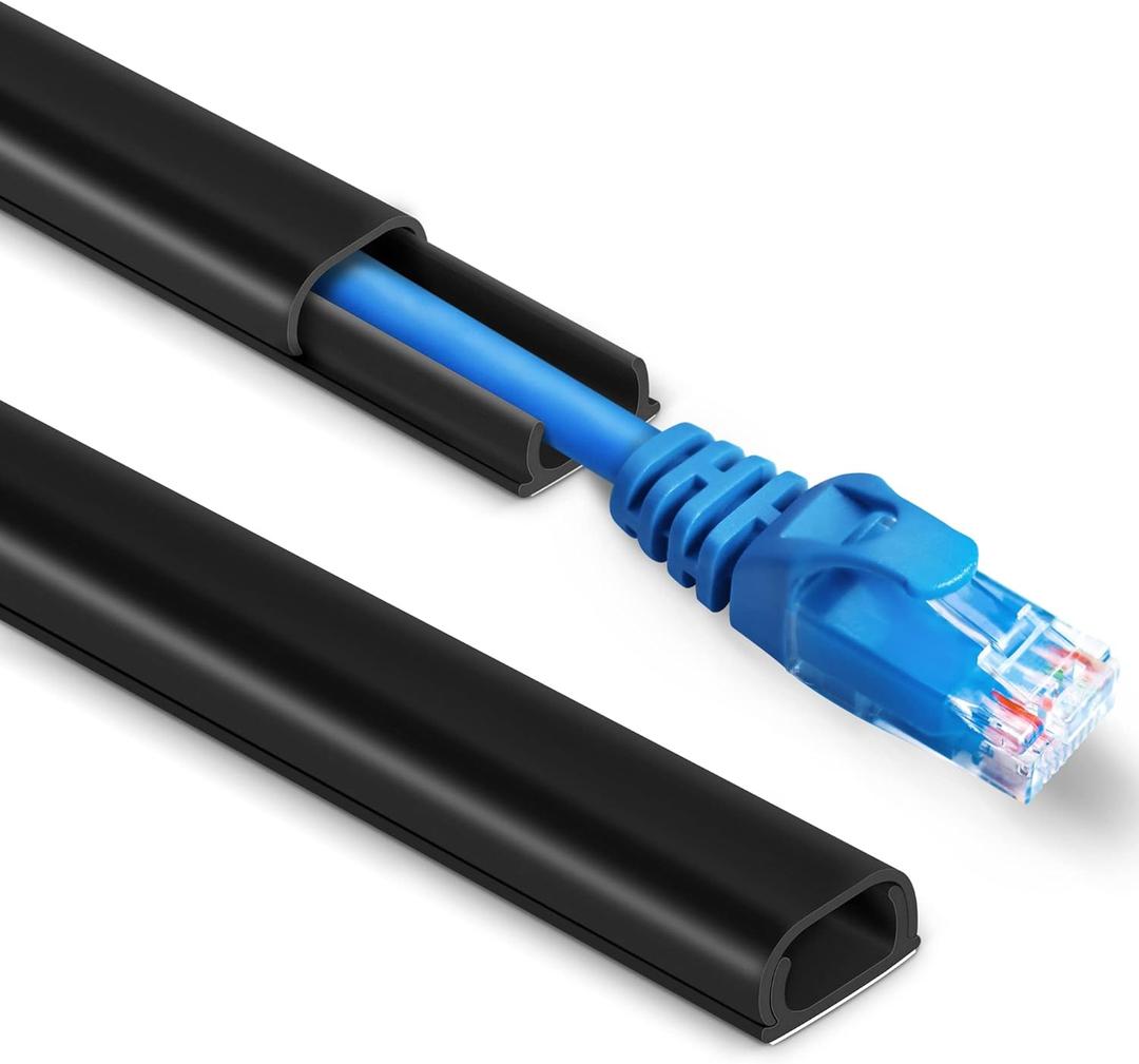 One Cord Cover Wall 153in(9X L17in) - Mini Wire Hider, Wire Cover for Hiding Speaker Wire, Baby Monitor Cord - Paintable Wire Channel for Cable Concealer, W0.5in H0.3in, CMR05 Black