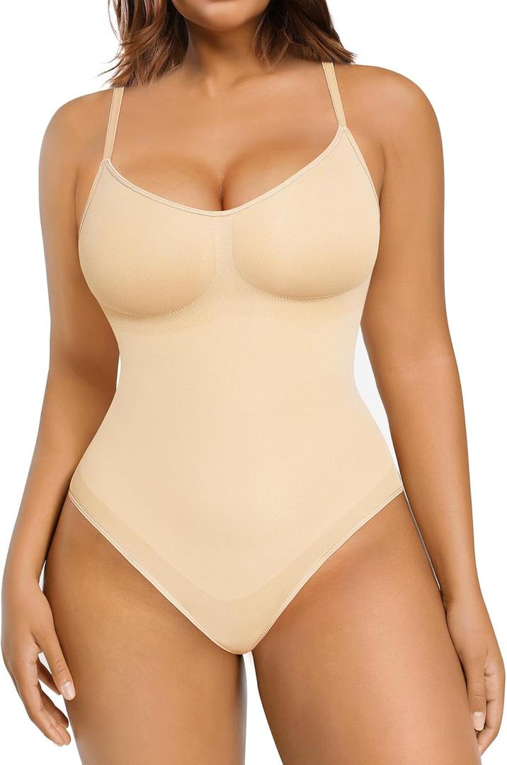 Feelin Shap Women's ewear Tummy Control Sculpting Body Shapewear BodySuit, C-beige Snap Briefs, X-Large-XX-Large