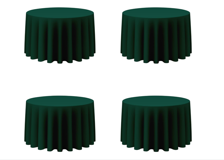 4 Pack Hunter Green Round Tablecloths 90 Inch - Circle Bulk Linen Polyester Fabric Washable Table Cloth Cover for Wedding Reception Banquet Birthday Party Buffet Restaurant
