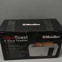Mueller UltraToast Full Stainless Steel Toaster 4 Slice, Long Extra-Wide Slots for Bagels and Waffles, 6 Browning Levels, LED Display, Cancel/Defrost/Reheat Functions & Removable Tray, Kitchen Gadgets