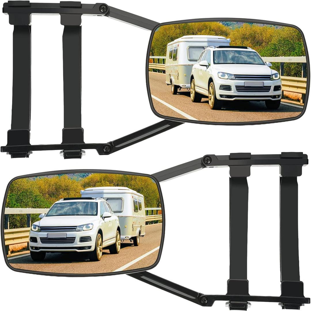 Frienda 2 Pcs Towing Mirrors Extenders Trailer Universal Clip-on Side Mirrors Adjustable 360 Degree Rotation Towing for Vehicle Car Truck Trailer, Black
