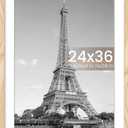 24x36 Poster Frame, Display Pictures 20x30 with Mat or 24x36 Without Mat, Wall Hanging Picture Frame, Natural, 1 Pack