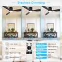 Depuley Flush Mount Ceiling Fan: 52-Inch Black Ceiling Fans with Lights for Bedroom Indoor Outdoor - Low Profile Ceiling Fans with Remote Control 24W 3CCT Dimmable 3 Reversible Black Blades 6 Speeds