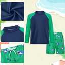 Boys Long Sleeve Rash Guard Swimsuit Kids 2-Pieces Bathing Suits Set (10-12 Years, Grass Green)