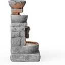 Teamson Home 33" Outdoor Water Fountain with LED Lights, 3-Tier Cascading Bowls, Weather-Resistant Resin Garden Water Feature for Patio, Lawn, and Backyard Decor Stone Gray