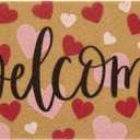 Valentine's Day Door Mat Welcome Doormats Non Slip Front Door Rugs for Entrance Porch Spring Indoor Outdoor Decor for Home 17 x 29 Inch (Hearts Welcome)