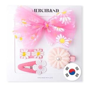 MerciBand Handmade Spring Pink Hair Clip (4pcs/pack) [Spring season Edition] – Hair Accessory, Made in Korea, Gift-Ready Packaging