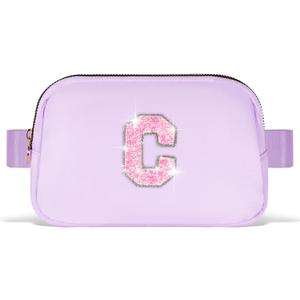 2 x Uygafly Gift for Girls Kids,Initial Fanny Pack Belt Bag Purse Lavender,C | Birthday Gifts for 3 4 5 6 7 8 9 10 11 12 13 Year Old Girl,Personalized Crossbody Bag Cute Trendy Stuff, one size
