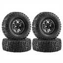 GLOBACT 1.3" Beadlock Wheels Tires Set Offset -3.75mm Aluminum Wheel for Axial SCX24 AX24 TRX4M Upgrade 1/18 1/24 RC Crawler Parts (Black)