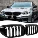 G30 Grille,Front Kidney Grill Grille Compatible with 2017-2020 5 Series G30 G31 F90 (M5) (Double Slats Gloss Black Grills, 2pcs)