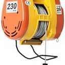1300W Electric Hoist with Wired Control - 500LB Capacity Yellow Lifting Winch, 98ft Steel Cable & 95ft Lift Height, 110V for Construction/Workshop