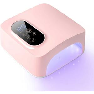 72W Cordless LED Nail Lamp, Rechargeable UV Nail Dryer for Gel Polish, Portable Manicure Light with 4 Timers, LCD Display, 36 LED Beads (Pink)