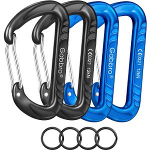 Gabbro Carabiner Clips Heavy Duty, | Wiregate Snap, Screw Locking, Aluminum, Lightweight Caribeener | for Hammock, Hiking, Camping, Water Bottle, Dog Leash Harness, Keychains