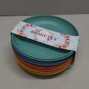Homienly Wheat Straw Dinner Plates Set of 8 - Alternative to Plastic, Microwave & Dishwasher Safe, Unbreakable Kids Plates with 4 Colors (Colorful, 8 inch) (Classic Bright)