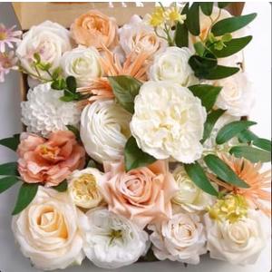 Artificial Flowers Arrangement, Mixed Pink and White Roses, Faux Floral Decor for All Occasions (yellowwhite)