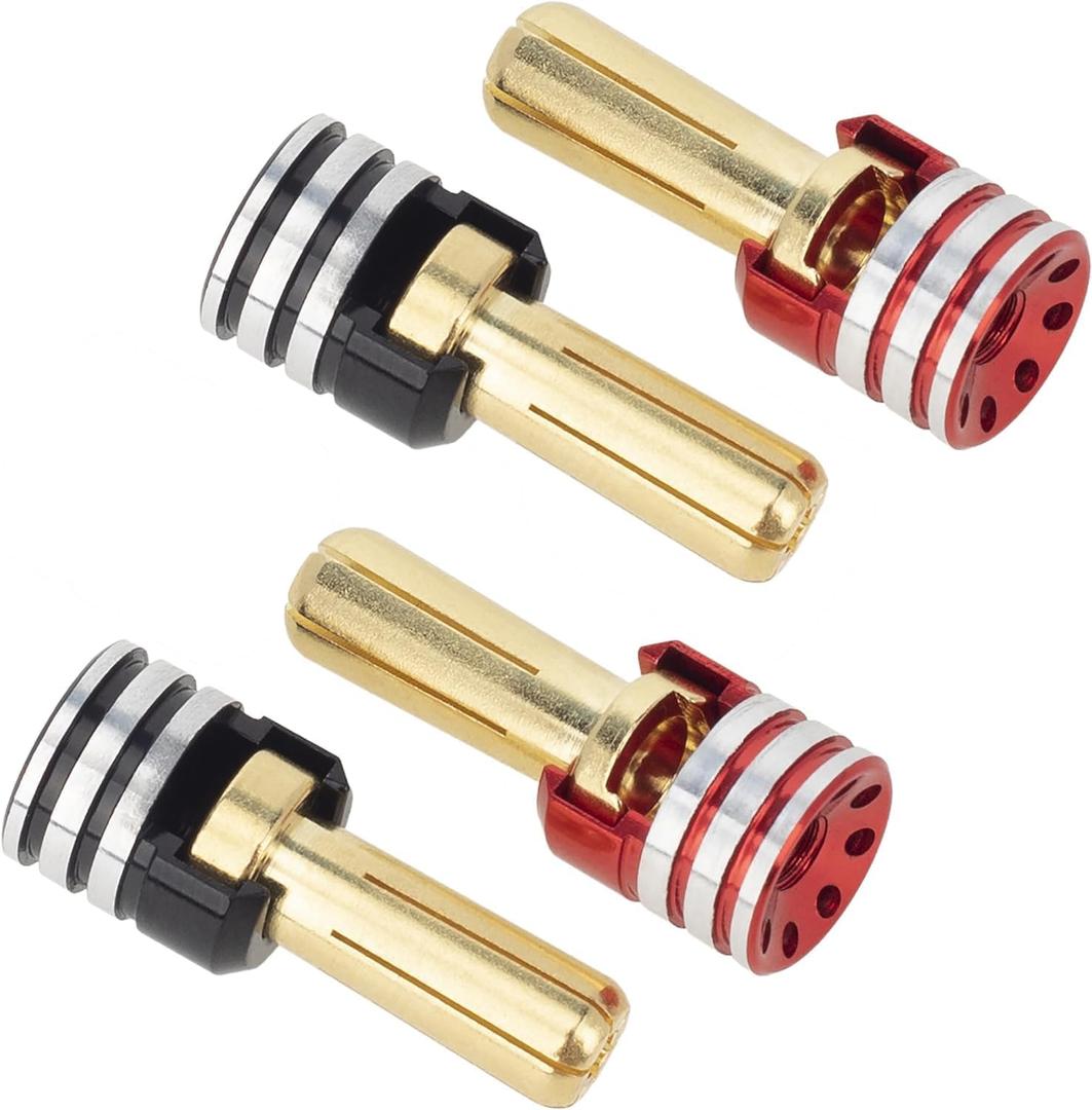 MEUS RACING 4Pcs RC Battery Heatsink Bullet Plug Connectors & Grips for 1/10 RC Crawler Car (4mm)