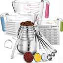 AIKEXIN 20-Piece Measuring Cups and Spoons Set, Nesting Stainless Steel Measuring Cups Spoons with Plastic Measuring Cup for Dry and Liquid Ingredients, Kitchen Cooking & Baking Gadgets