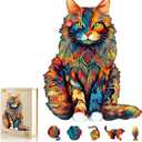 WOODBESTS Wooden Puzzles for Adults - Maine Coon, Cat Wooden Jigsaw Puzzle, Unique Animal Wood Puzzles Adult, Xmas Gifts for Puzzle Lovers(300 Pcs, L, 16.5"x13.2")