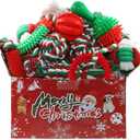 Christmas Dog Toys 7 Pack, Puppy Rubber & Rope Toys Set, Interactive Tough Box for Dog Playing, Training & Teething Bulk for Holiday Puppies' Presents