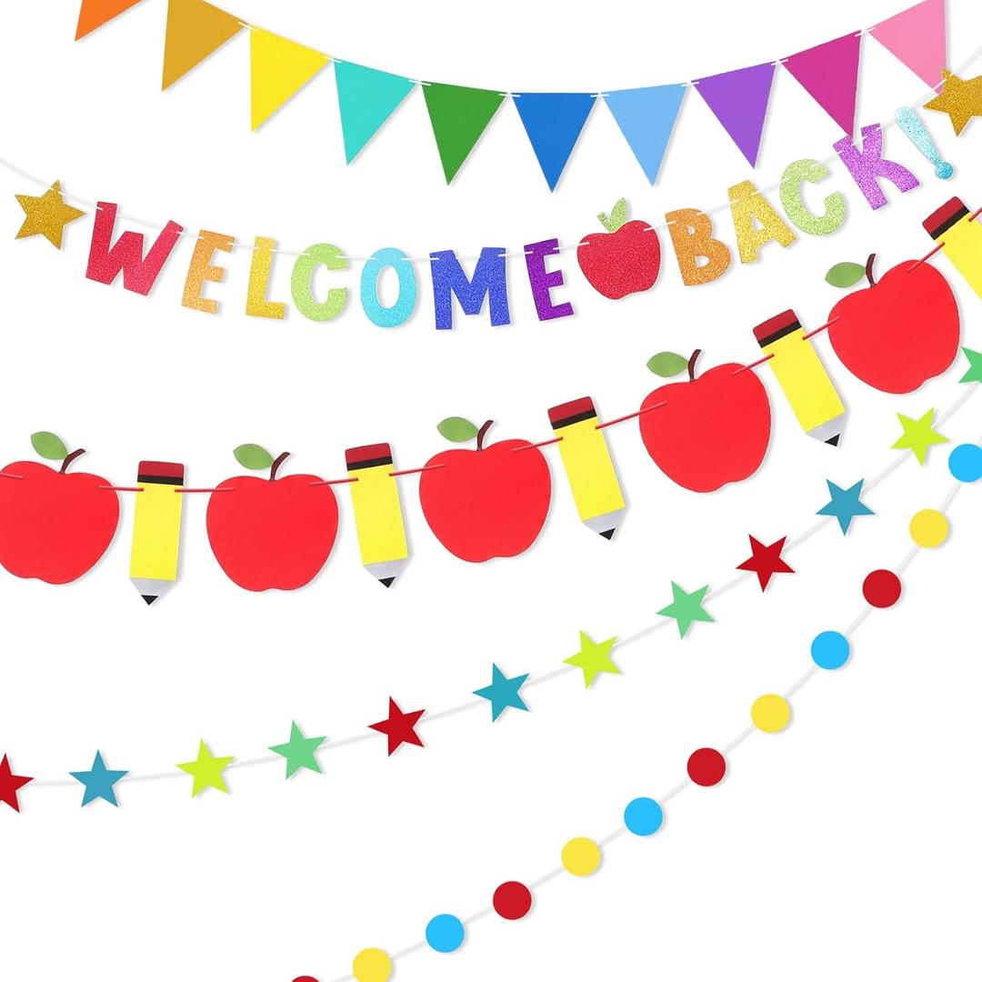 2 x Tiamon 7 Pcs Welcome Back Paper Garland Back to School Hanging Banner