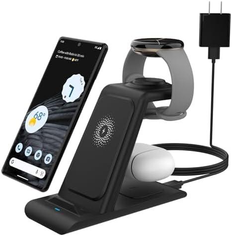 SPGUARD Inductive Charging Station for Google, Charging Station 3-in-1 Compatible with Google Pixel 8/8Pro/7/7a/Fold/7Pro/6/6Pro/5/4/iPhone/Galaxy, Wireless Charger Charging Stand for Google Pixel