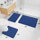 Buganda Memory Foam Bath Mat, 35.4" x 24", Ultra Soft and Non-Slip Bathroom Rugs, Water Absorbent and Machine Washable Bath Rug Runner for Bathroom, Shower, and Tub, Navy Blue