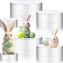 Jerify 6 Pcs Acrylic Risers Display Stands, 5.91'' 5.12'' 3.54'', Clear Round Nesting Pedestal Shelf with Hollow Bottom for Tabletop Jewelry Display, 3 Sized