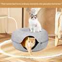 Light Gray Large Size Cat Tunnel Bed, Scratch-Resistant with Soft Detachable Felt Interior, Hand Washable 3-in-1 Self-Warming Cat Bed for Multiple Indoor Cats up to 30 lbs.