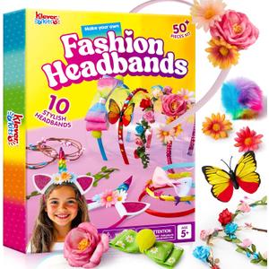 Klever Kits Headband Making Kit for Girls - Make Your Own Fashion Headbands - DIY Hair Accessories Set, DIY Arts and Crafts Gifts for 5 6 7+ Year Old