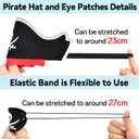 ZeeDix 36 Pcs Pirate Accessories for Kids, Include 12 Pirates Hats, 12 Eye Patches and 12 Swords, Pirate Party Decorations for Christmas, Halloween, Masquerade, Cosplay, Birthday (Black)