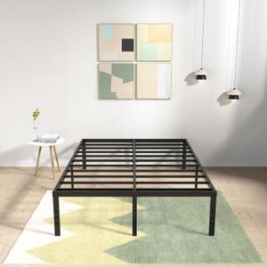 DiaOutro 18 Inch Full XL Bed Frame Heavy Duty Metal Platform No Box Spring Needed, Maximum Storage, Easy Assembly, Noise Free, Black
