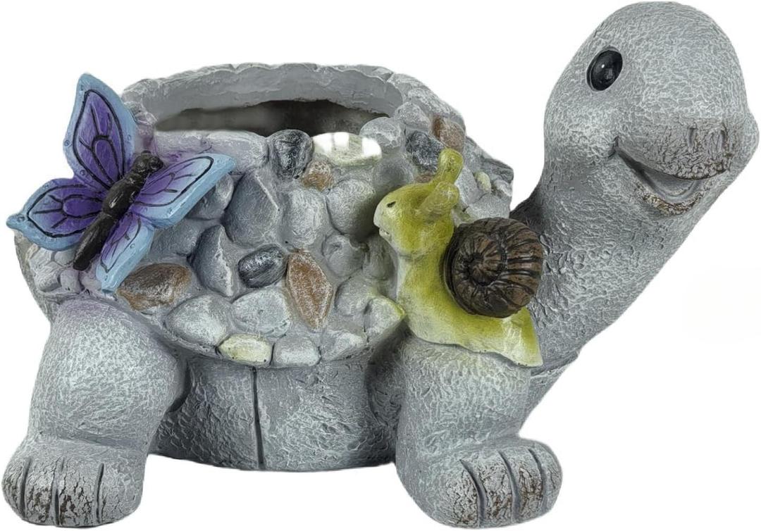 Cute Turtle Succulent Pot with Drainage Hole,Resin Animal Planters Turtle Statue Decor,Indoor Plant Pots Cactus Flower Pot for Home Decor and Office Desk Decoration or Outdoor Garden Decoration